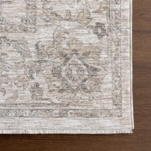 nuLOOM Georgianna Medallion 4x6 Area Rug for Living Room Bedroom Dining Room Kitchen, Beige/Light Grey