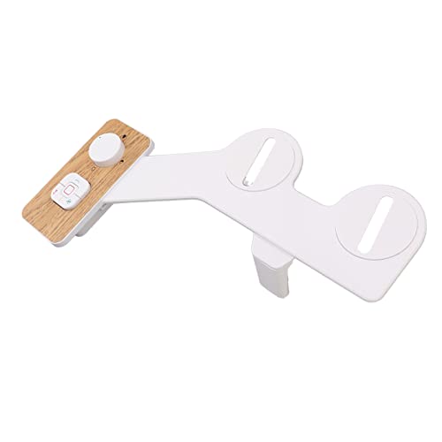 Toilet Bidet Attachment with 7/8 Copper Tee, Wood Grain Button, Double Nozzle Bidet Attachment, Sanitary and Women's Laundry