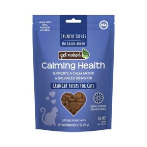 get naked cat crunchy treats salmon & cheese flavor, calming health, 2.5-oz bag