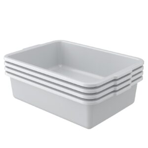 easymanie 4 pack 13 l commercial bus tote, restaurant food service bus tub, grey