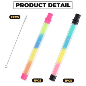 2 Packs Shot Straw, Shot Holder Straw for Drinks and Chasers, Take Shot Tube Straw for Beach, Pool Parties, Works With All Bottles & Glasses, Smooth Sipping, Leak-Proof (Black+Pink)