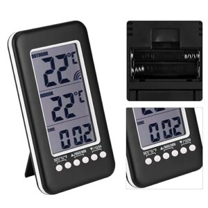 LCD Digital Indoor Outdoor Thermometer Clock Temperature Meter Transmitter for Home Office with Large Display