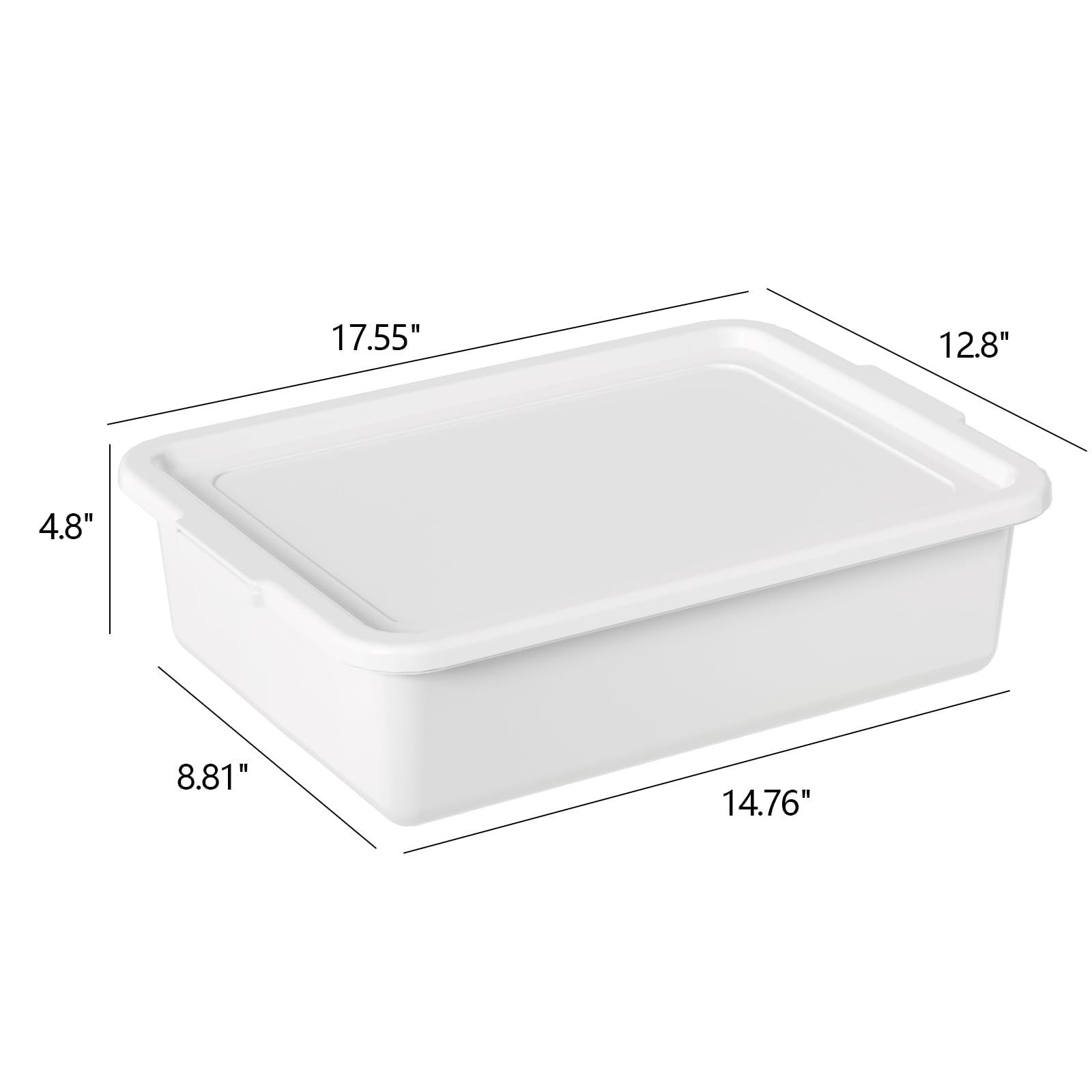 Hespama 3 Pack Commercial Bus Tub with Lid, 13 L Plastic Dishpan Wash Basin, White