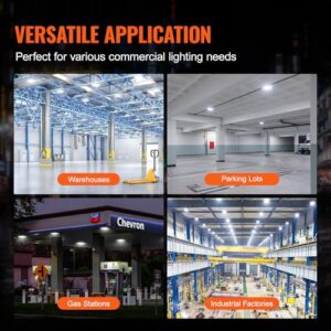 VEVOR 4 Pack LED Canopy Lights, 150W, 16500LM 5000K Daylight Commercial Industrial Outdoor Canopy Lights, 12.4"x12.4" Surface Mount Ceiling Lighting for Gas Station Warehouse Garage Street Shop, IP65