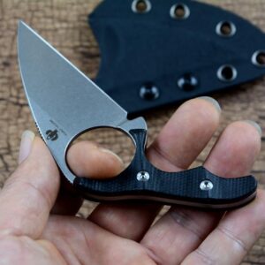 TWO SUN Fixed Knife 14C28N Blade with Kydex Case Black Micarta Handle TS467