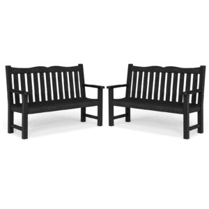 outdoor benches set of 2, 2-person garden bench for outdoors, weatherproof outdoor benches, never rot or fade, black