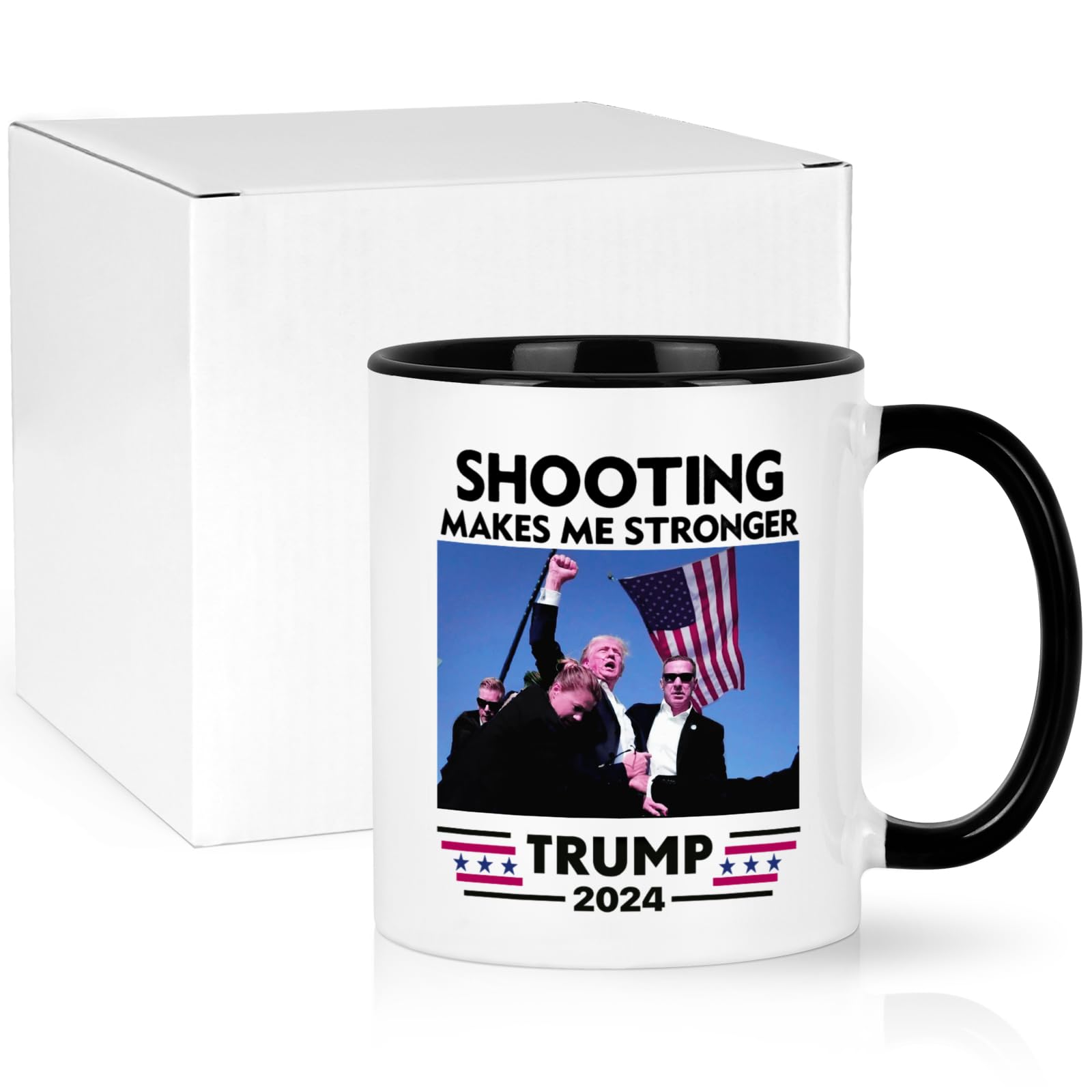 Cabtnca Trump Mug, Trump Shot, Bloody Ear Donald Trump Fist Pump, Trump Fight Coffee Mug, Pennsylvania Rally Shooting, Trump Merchandise, Trump 2024, Shooting Makes Me Stronger, 11Oz