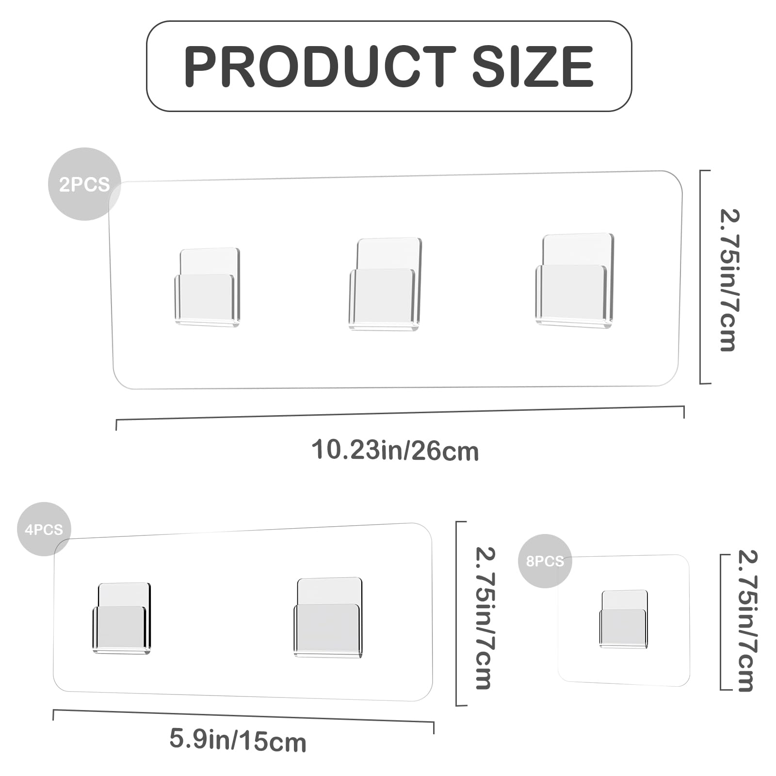 Chris.W 14 Pcs Shower Caddy Adhesive, Strong Adhesive Wall Hooks,Shower Shelf Adhesive Strips Replacement Clear Flat Hook, Waterproof, No Drilling for Bathroom Storage Shelves Kitchen Racks