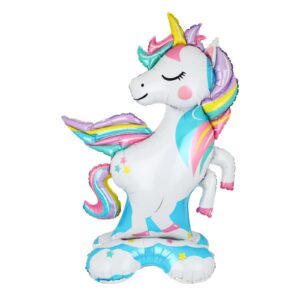 evoecho stand unicorn balloons 3d big rainbow unicorn foil balloon 1st little girl birthday party unicorn decorations baby shower children's day 46 inch