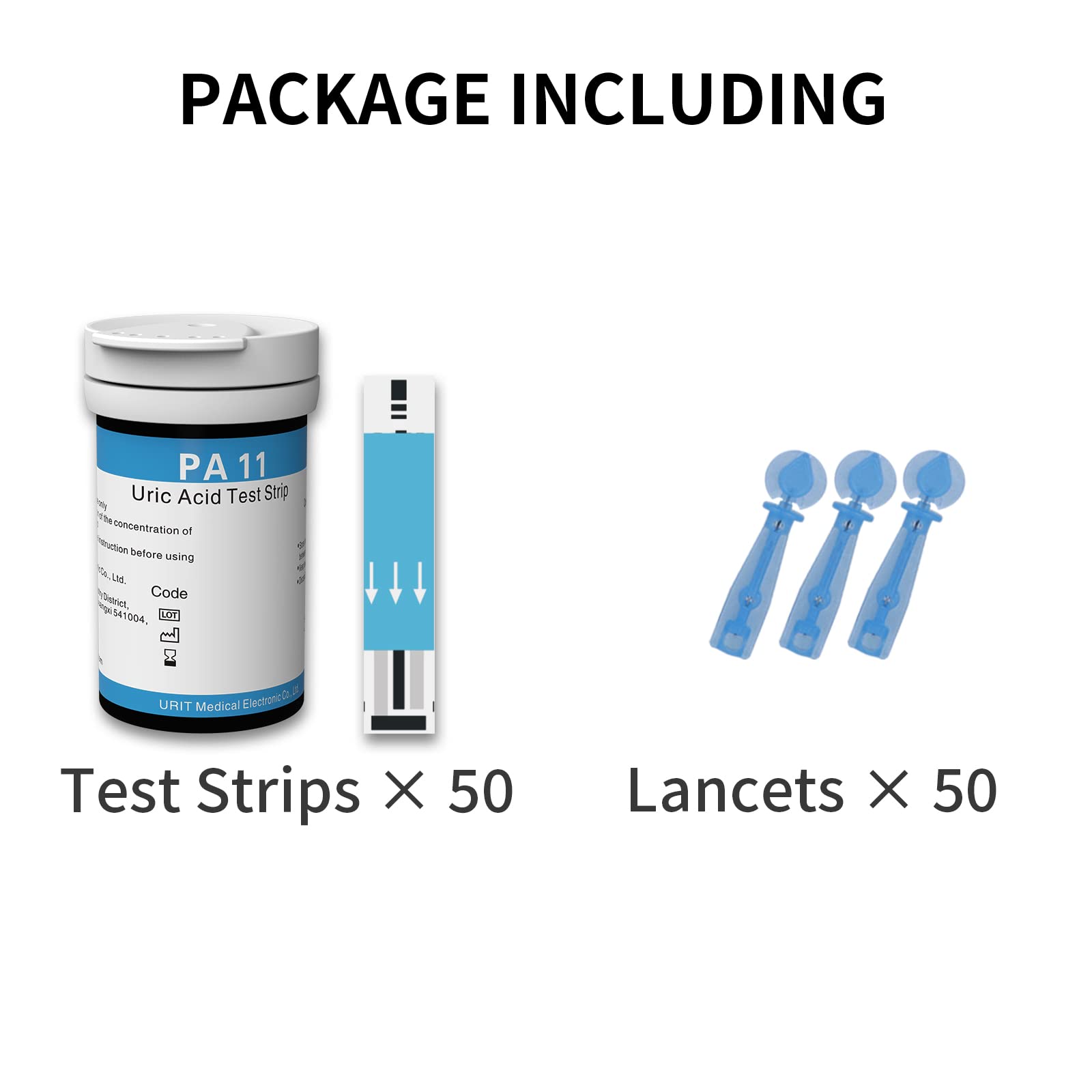 URIT 50 Pack UA Test Strips for URIT PA-11, 25 Test Strips Per Box. (Includes 50 Test Strips and 50 lancets.)