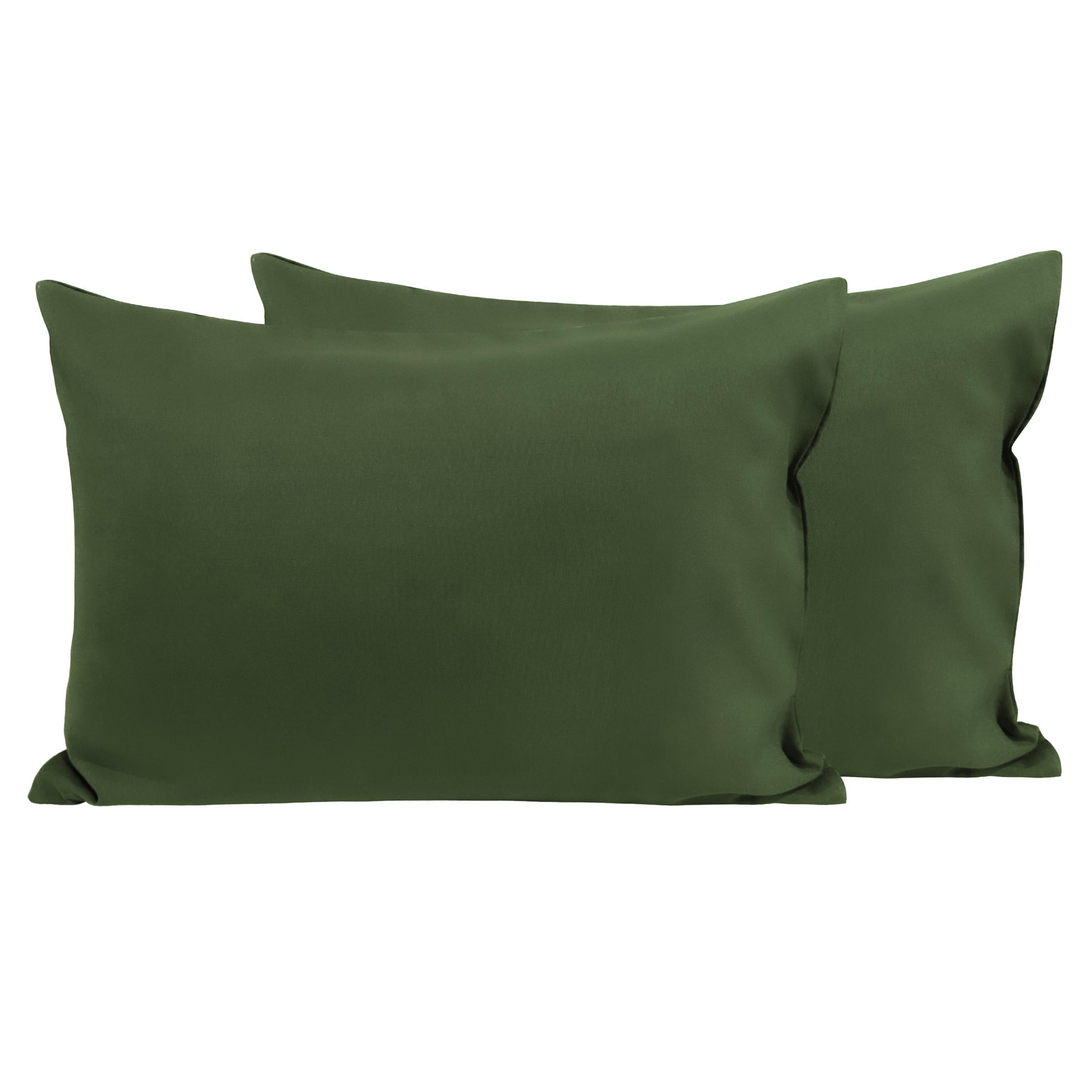 FLXXIE 2 Pack Microfiber Toddler Pillowcases, 14x20 Inches Fits Pillow Sized 12x16, 13x18 or 14x20, Soft and Cozy Small Travel Pillow Covers with Envelope Closure, Olive Green