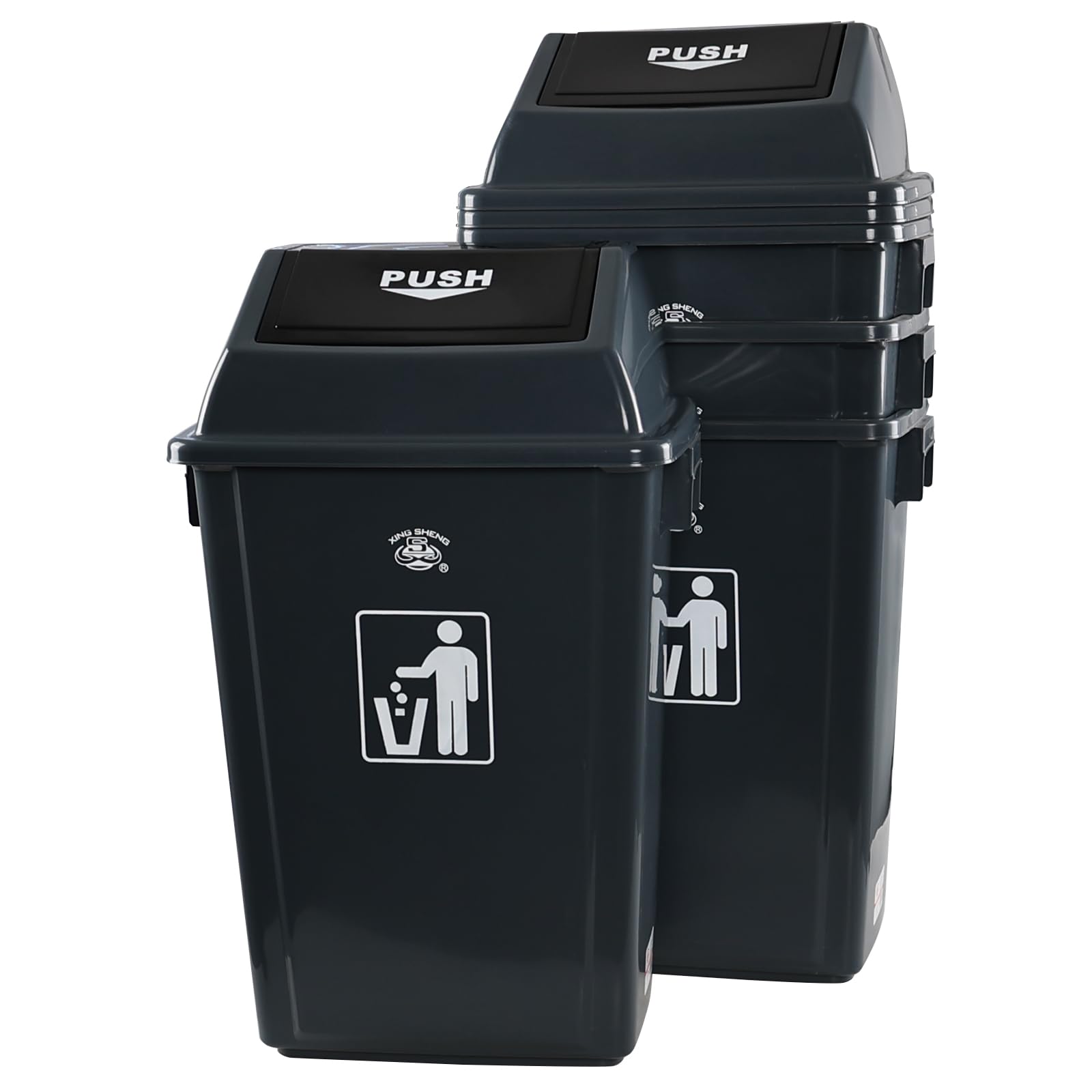 CadineUS 4-Pack 16 Gallon Large Garbage Can with Lid, Outdoor Swing Top Trash Bin