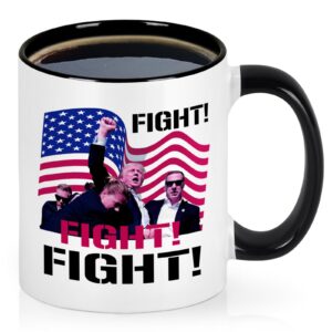 maustic trump shot fist pump mug, trump survived shot, trump fight fight fight shooting mug, donald trump gifts, trump merchandise, birthday christmas gifts for trump supporter republicans, 11 oz