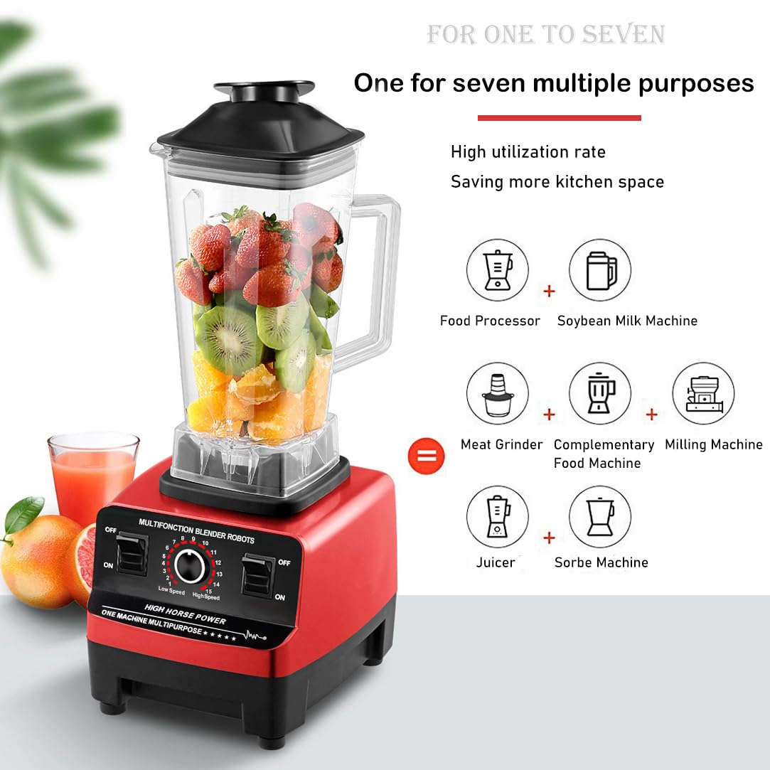 TKRADISH 2 In 1 Food Blender for Kitchen, 1500 Watt Powerful Professional Countertop Blender, Commercial Blender Processor for Smoothies Shakes Ice Crushing Frozen Fruits Soups with 2 Container(24+68)