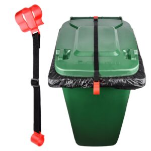 1pc trash can lid lock, trash can lock for animal, adjustable garbage can lock for outside(color:black+red)