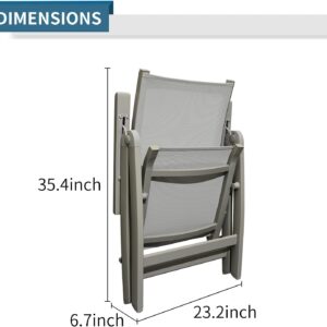 Astomi Outdoor Patio Chair, High Back Portable Folding Chair with 5 Different Angles, Support 600 LBS, Great for Garden, Balcony, Camping, Pool, Beach and Lawn, Single, Champagne&Khaki