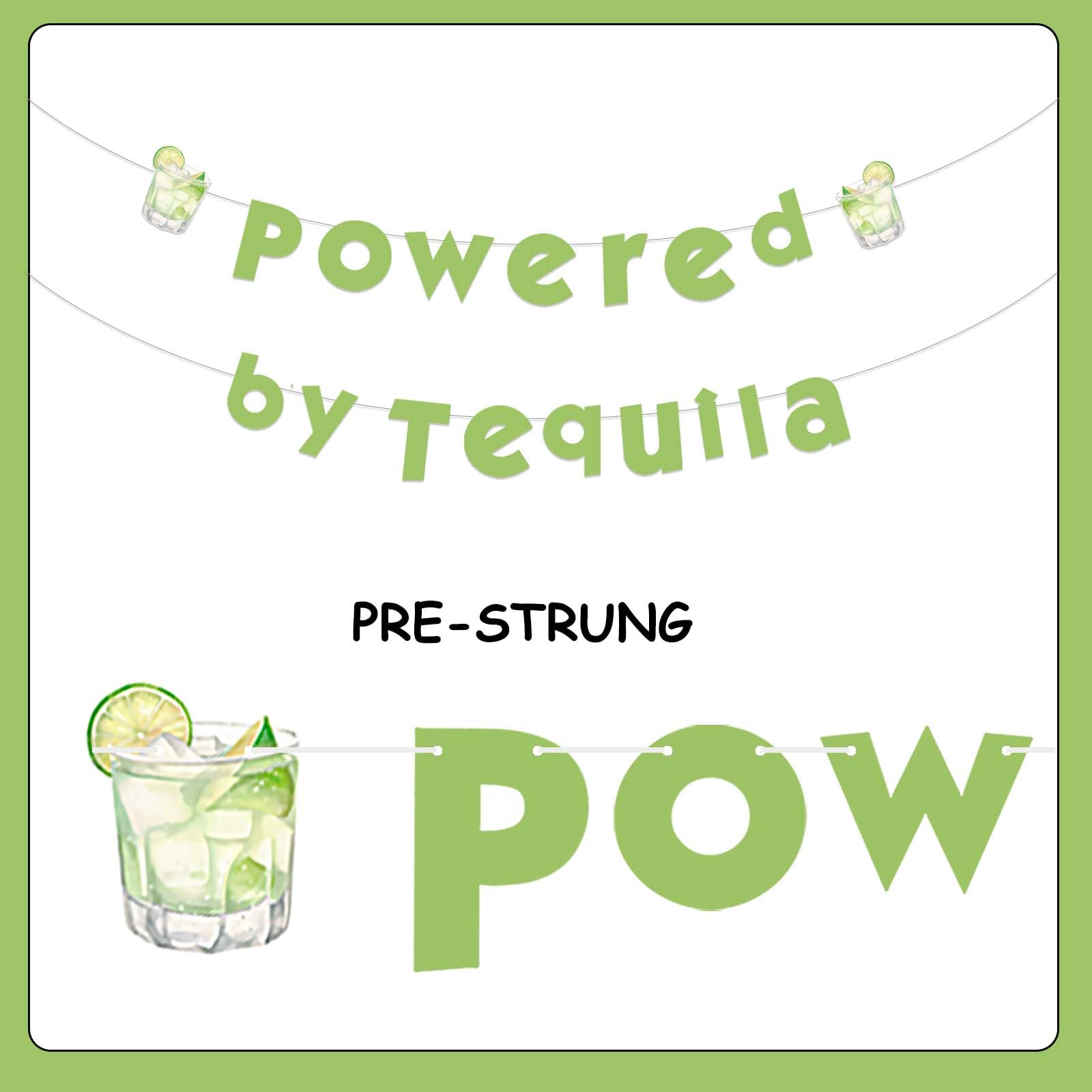 Sursurprise Tequila Party Decorations, Powered by Tequila Banner for Margaritas Martini Fiesta Birthday Bachelorette Bridal Shower Engagement Wedding Party Supplies