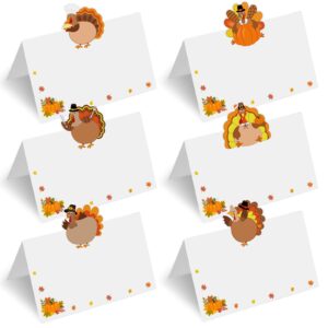 60 pcs thanksgiving name cards for table, turkey thanksgiving place cards, fall place cards for thanksgiving dinner party decoration, thanksgiving place settings size 3.5*2.2 inches (thanksgiving)