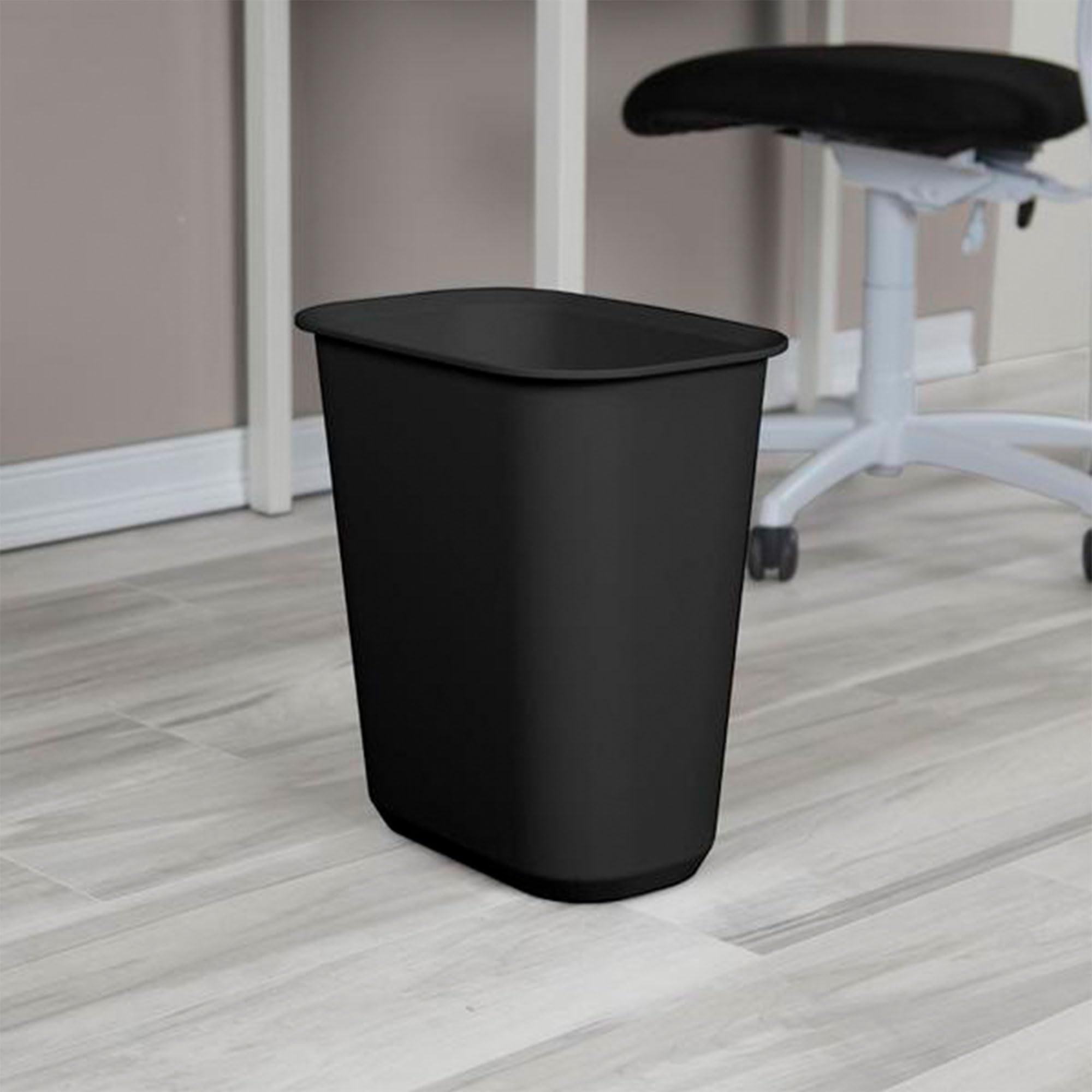 Sterilite 5.5 Gallon Rectangular Wastebasket Easy to Clean Open Top Durable Home Kitchen Trash Bin, Fits 8 Gallon Liner, 6 Pack, Black