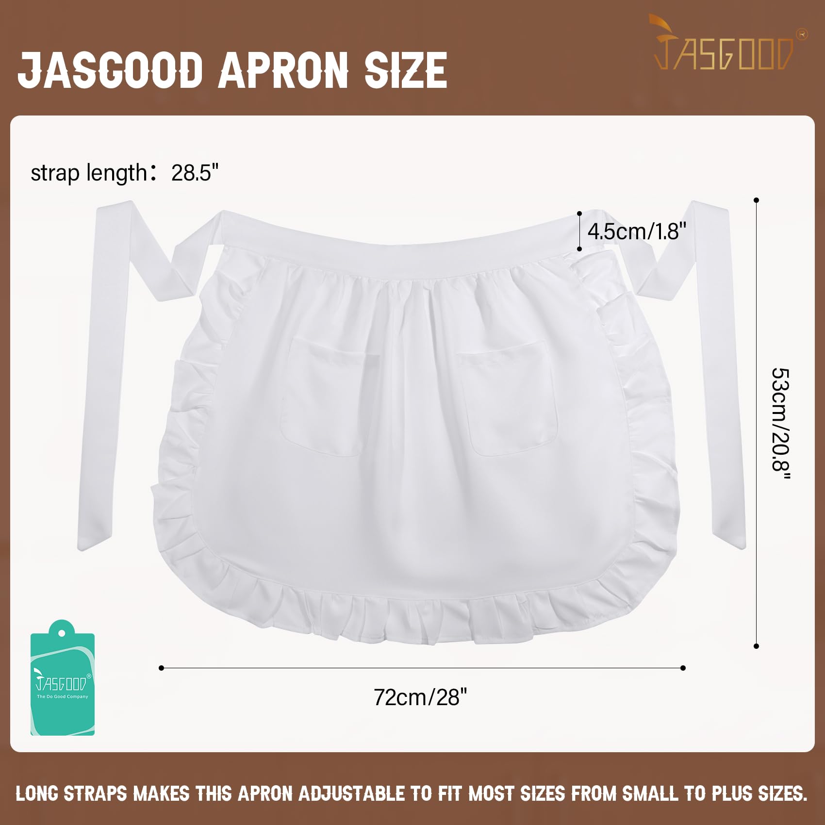 JASGOOD Women's Apron Kitchen Cooking Aprons with Pockets Vintage Maid Aprons for Halloween Costume