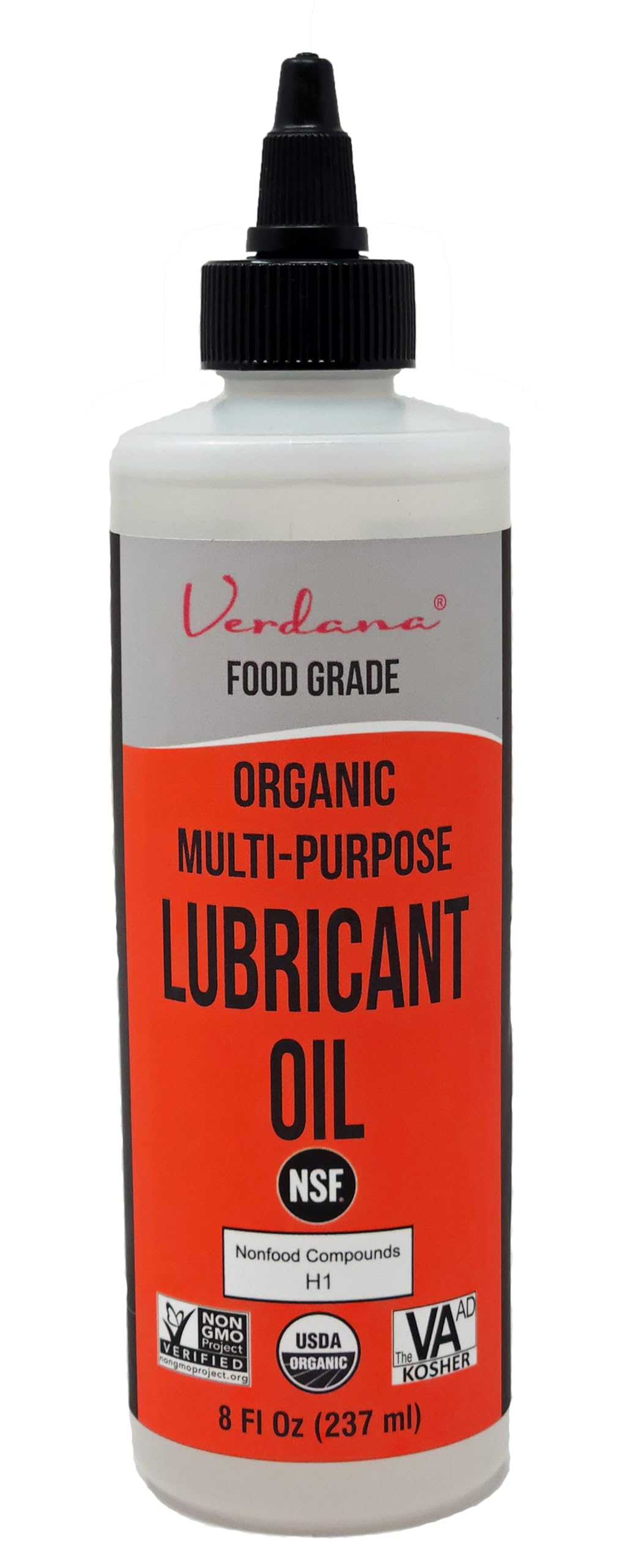 Verdana Organic Multipurpose Lubricant Oil – Food Grade Kosher, Non-GMO – NSF H1 – Light Machine Oil and Rust Corrosion Preventor Inhibitor – Household Industrial – Petroleum Free – 8 Fl Oz