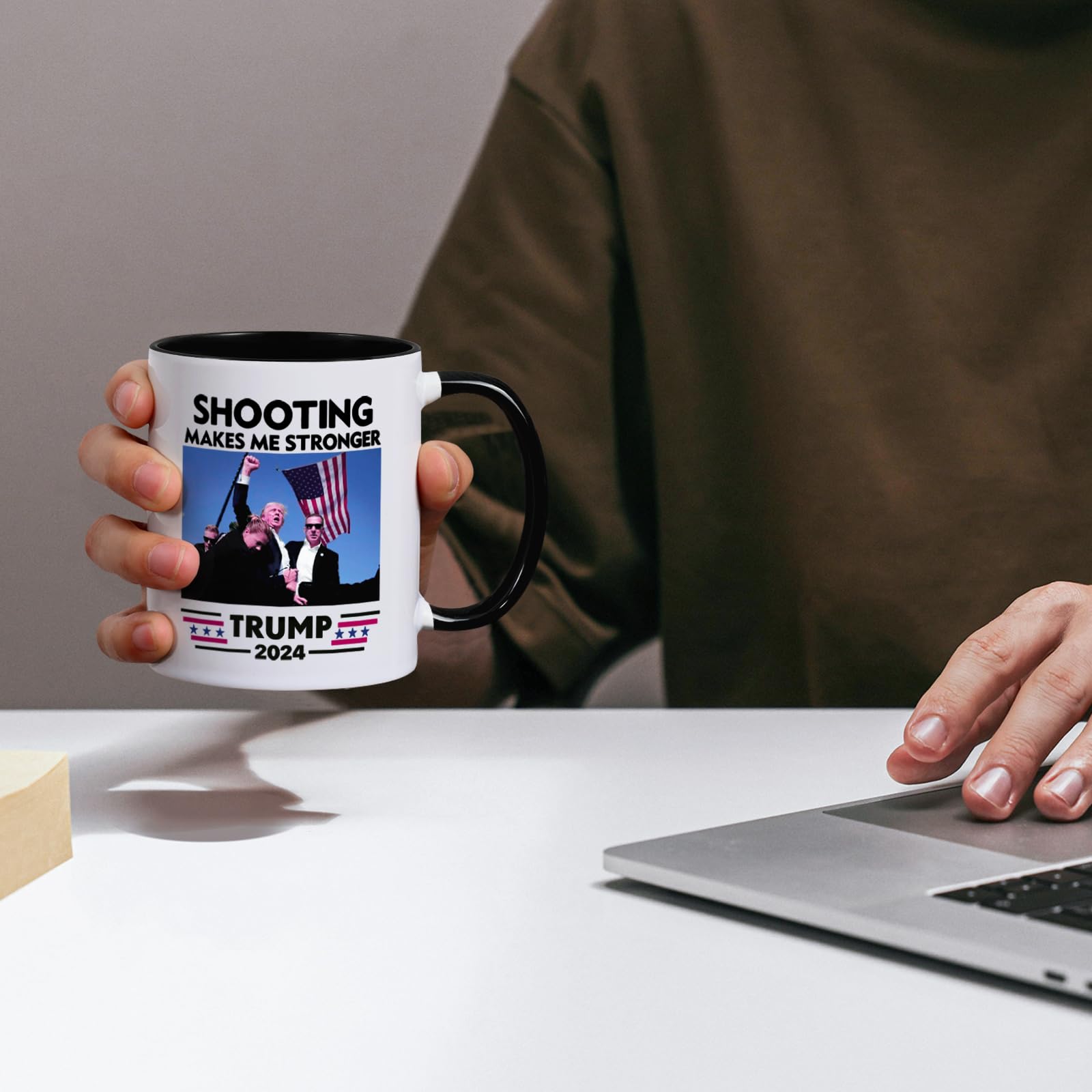 Cabtnca Trump Mug, Trump Shot, Bloody Ear Donald Trump Fist Pump, Trump Fight Coffee Mug, Pennsylvania Rally Shooting, Trump Merchandise, Trump 2024, Shooting Makes Me Stronger, 11Oz