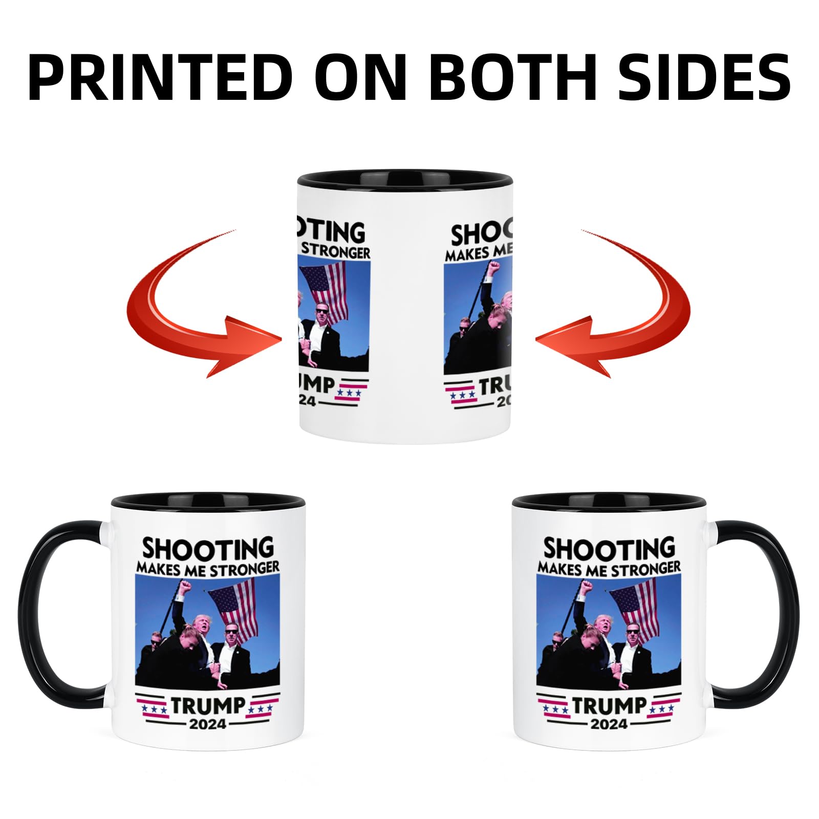 Cabtnca Trump Mug, Trump Shot, Bloody Ear Donald Trump Fist Pump, Trump Fight Coffee Mug, Pennsylvania Rally Shooting, Trump Merchandise, Trump 2024, Shooting Makes Me Stronger, 11Oz