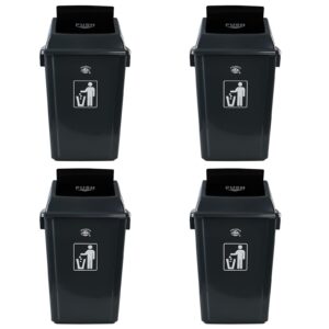 CadineUS 4-Pack 16 Gallon Large Garbage Can with Lid, Outdoor Swing Top Trash Bin