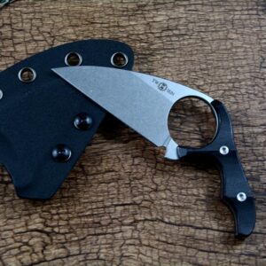 TWO SUN Fixed Knife 14C28N Blade with Kydex Case Black Micarta Handle TS467