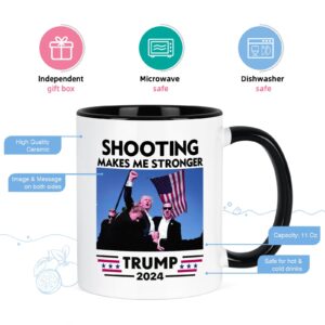 Cabtnca Trump Mug, Trump Shot, Bloody Ear Donald Trump Fist Pump, Trump Fight Coffee Mug, Pennsylvania Rally Shooting, Trump Merchandise, Trump 2024, Shooting Makes Me Stronger, 11Oz