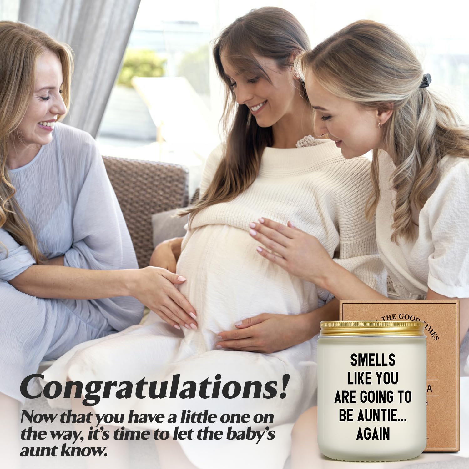 Pregnancy Announcement for Aunt, Funny Baby Reveal Present for Aunt Again Aunt to Be, Second Time Auntie Gift Ideas, Surprise Announcements for Great Sister Friend Bestie, Lavender Scented Candle