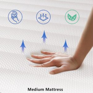 MRH Mattress 12 Inch Gel Memory Foam Twin Size Mattress in a Box Strong Edge Support with Individually Pocket Springs Medium Firm Hybrid Mattress CertiPUR-US Certified White with Black Rim (Twin)