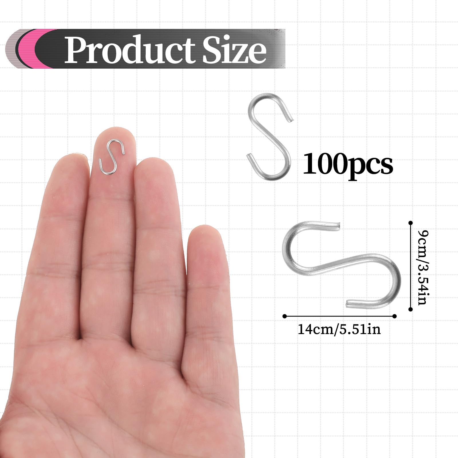 100 Pcs Mini S Hooks for Hanging Small S Hook for Jewelry Metal S-hook Mini S Shaped Hanger for Christmas Ornament 1/2 Inch Wire Hangers for Crafts DIY Iron S-Shaped Connectors for Key Chain(SiIver)