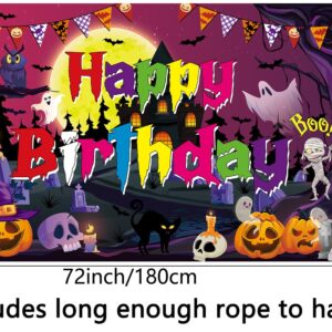 Halloween Happy Birthday Backdrop Large Size Halloween Birthday Banner for Halloween Birthday Party Decorations