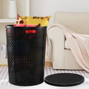 Joyeen 6 Pack 50 L Plastic Laundry Basket with Lid, Round Dirty Clothes Hamper, Black