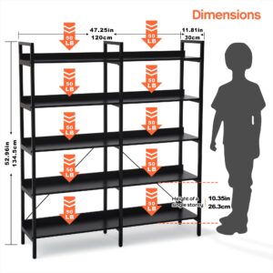 Netstar Book Shelf, 5 Tier Bookcase, 41.24'' Book Case Tall Bookshelf for Books, Display Shelves Shelf Storage Organizer, 5 Open Book Shelves, Corner Storage Shelve for Home Office, Living Room