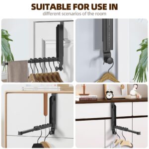 Portable Folding Clothes Drying Rack Over The Door Hooks Hanger Retractable Towel Racks Space Saving Hanging Storage Hanger Laundry Rack for Travel, Behind Back of Door, Bathroom, Coat, Bag