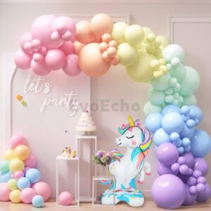 EvoEcho Stand Unicorn Balloons 3D Big Rainbow Unicorn Foil Balloon 1st Little Girl Birthday Party Unicorn Decorations Baby Shower Children's Day 46 Inch