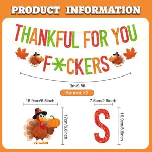 Thanksgiving Decorations Indoor,Thankful for You Friendsgiving Party Decorations colourful Friends Giving Party Decorations Pre-Assembled Banner