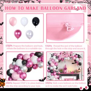 Fiesec Pink Halloween Balloon Garland Arch Kit, Halloween Themed Party Decorations with BOO Foil Balloons Spider Web Bat Ghost, Happy Boo Day Halloween Indoor Outdoor Yard Home Room Décor