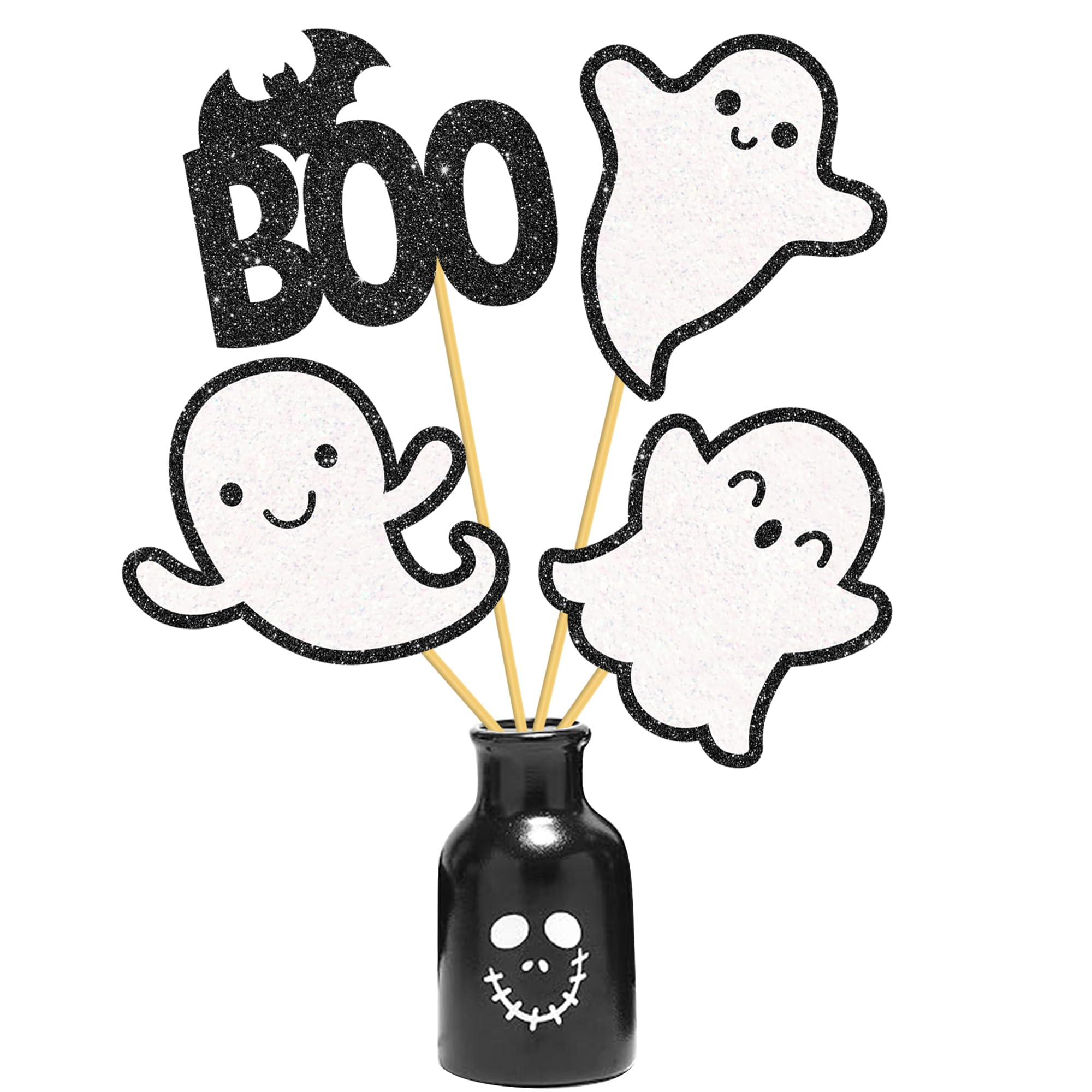 Ghost Centerpiece Sticks Halloween Ghost Party Table Decorations 12Pcs White Ghost Table Toppers Halloween Birthday Centerpieces for Halloween Little Boo Baby Shower Supplies