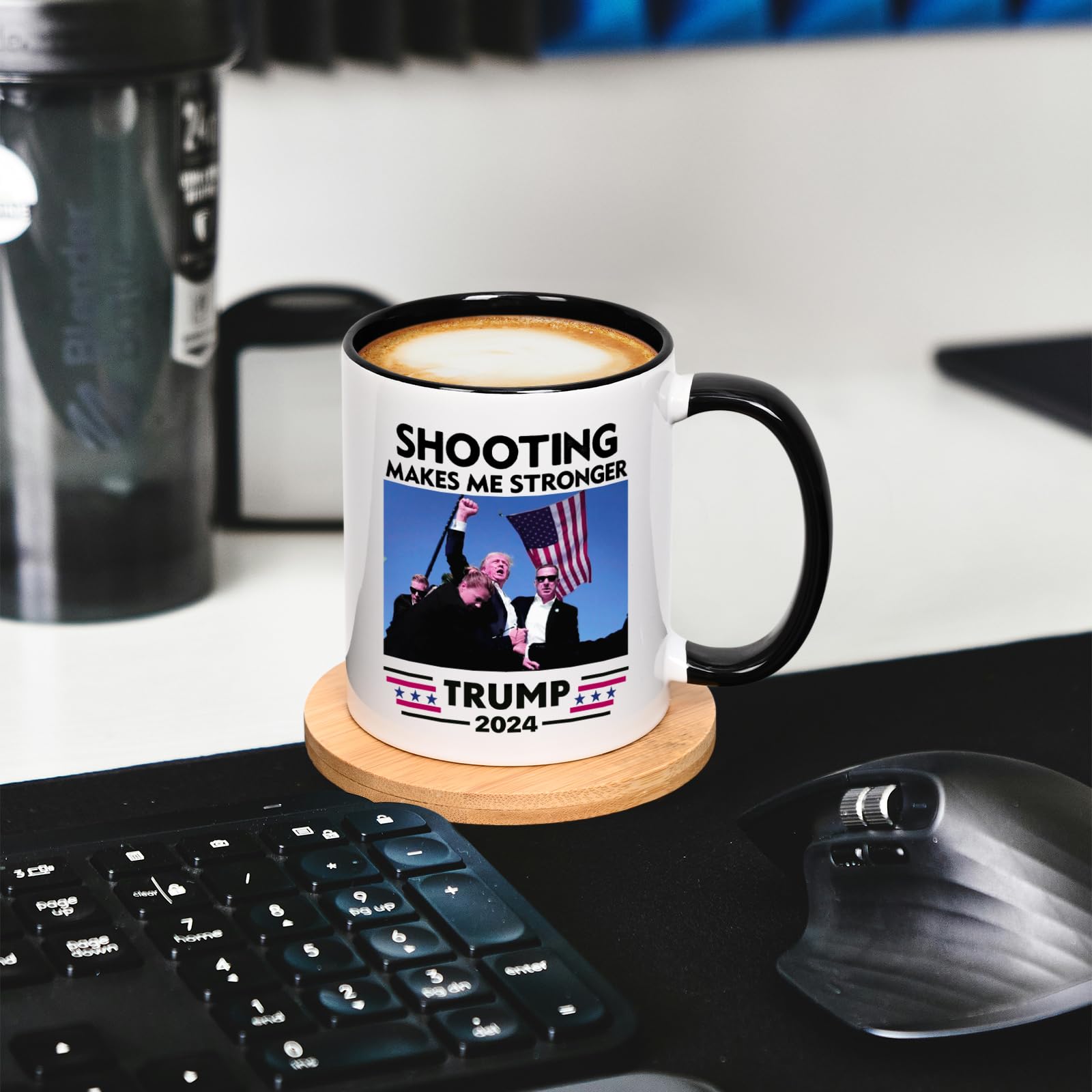 Cabtnca Trump Mug, Trump Shot, Bloody Ear Donald Trump Fist Pump, Trump Fight Coffee Mug, Pennsylvania Rally Shooting, Trump Merchandise, Trump 2024, Shooting Makes Me Stronger, 11Oz