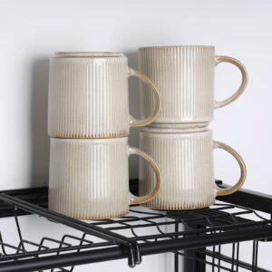 MONITO Coffee Mugs Set of 4, 16Oz Mugs Set, Ceramic Coffee Cups with Large Handles, Suitable for Lattes, Hot tea, Cappuccinos, Mochas, and Cocoa - Bonbon Beige