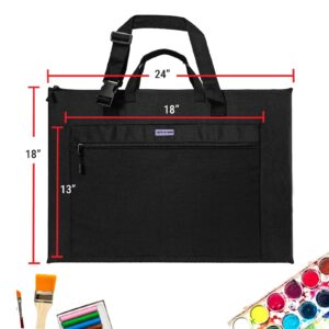 Portfolio Folder for Artwork , 18x24 portfolio Waterproof Polyester , Portfolio with Handle and Adjustable Shoulder Straps , Porfolio includes a Binder with Plastic Sleeves , art & craft portfolios