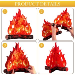 Fake Campfire Decoration - 3D Cardboard Fake Fire Centerpiece with Artificial Flames for Camping, Classroom Parties, Bachelorette Celebrations & More - Vibrant Red Orange Camp Fire Decor (STYLE01)