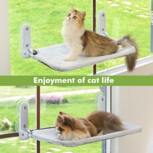 Zoratoo 2PC Cat Window Perch Cordless Foldable Cat Hammock Bed for Window with Metal Frame and Reversible Cover, Large Suction Cups Window Resting Seat for Indoor Cats (Cat Bed, L-2PC)