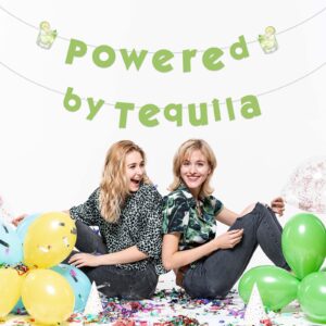 Sursurprise Tequila Party Decorations, Powered by Tequila Banner for Margaritas Martini Fiesta Birthday Bachelorette Bridal Shower Engagement Wedding Party Supplies