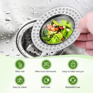 Diboniur 2 Pieces Kitchen Sink Strainer, Stainless Steel Sink Strainer, 8cm Kitchen Sink Strainer for Shower, Bathtub, Washbasin