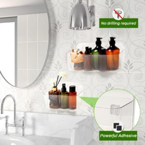 SBYURE 2 Pack Shower Organizer,Adhesive Clear Acrylic Shower Organizer, Self Adhesive Wall Mount Shower Caddy Without Drilling for Bathroom Kitchen Storage