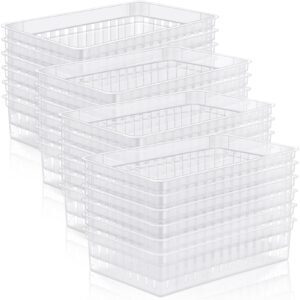 wenqik 24 pcs small plastic storage baskets bulk for organizing and cleaning 10.24 x 6.5 x 2.36 inch plastic storage bins plastic trays container for bedroom office classroom desktop(clear)